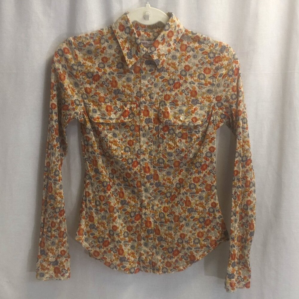 KORS Michael Kors Size *S (XS) Floral Button Down in Muted Oranges and Blues